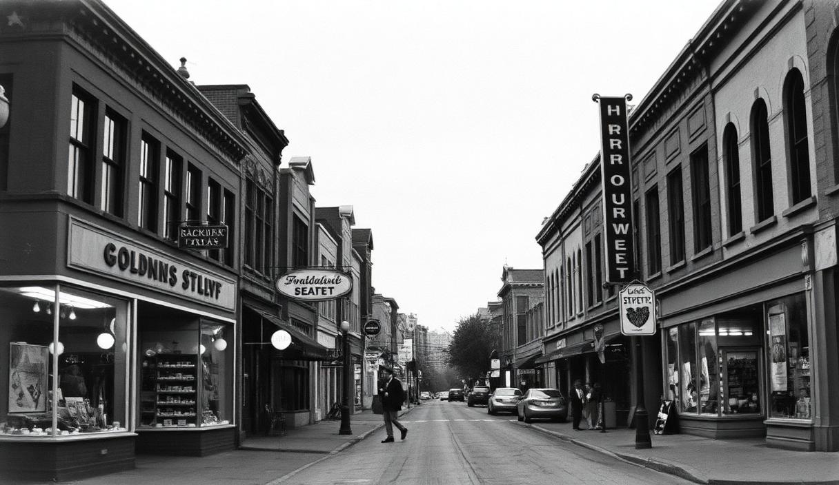 Black and white photo of historic downtown Everett, Washington